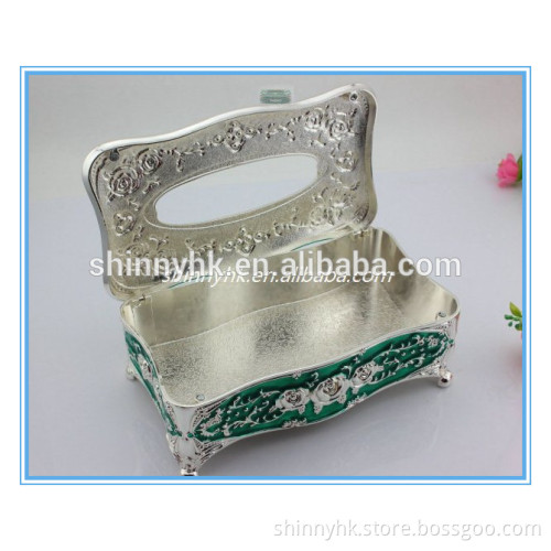Factory direct selling tissue box art and craft holder rectangular green colour
